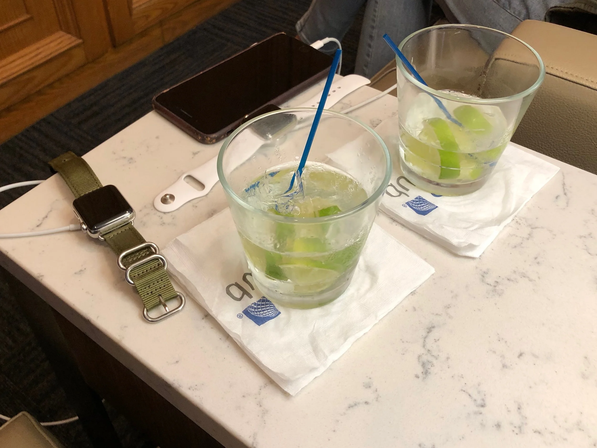 Free drinks and plenty of plugs for your chargers.