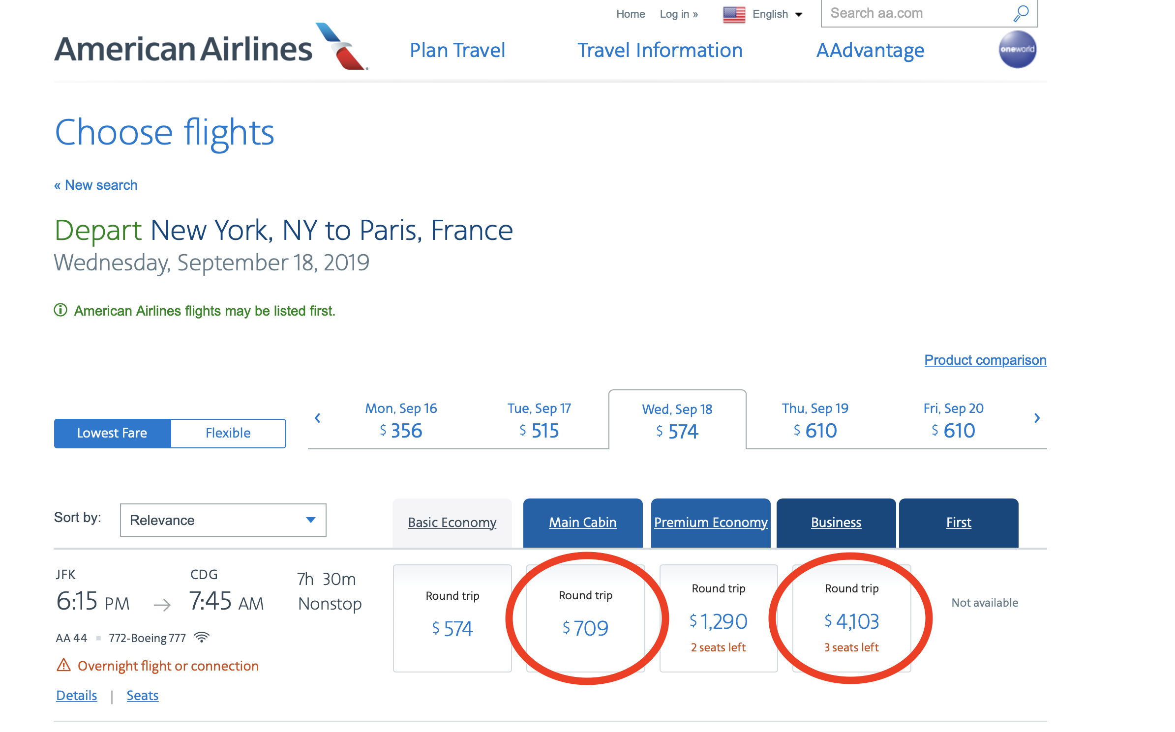 New York to Paris Prices