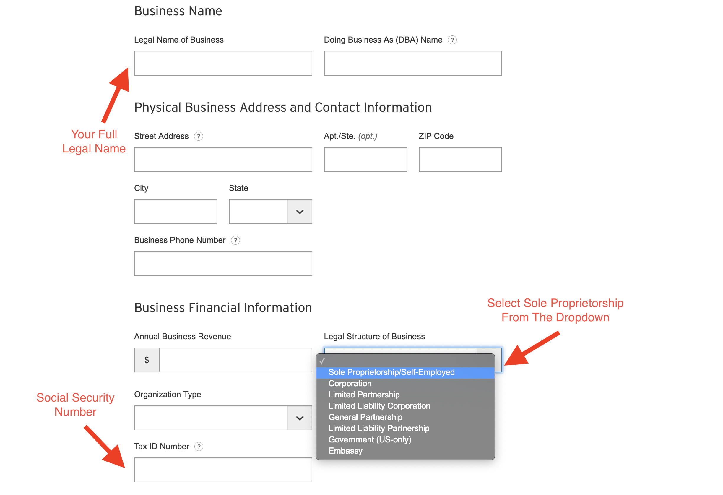 How to apply for the business card.