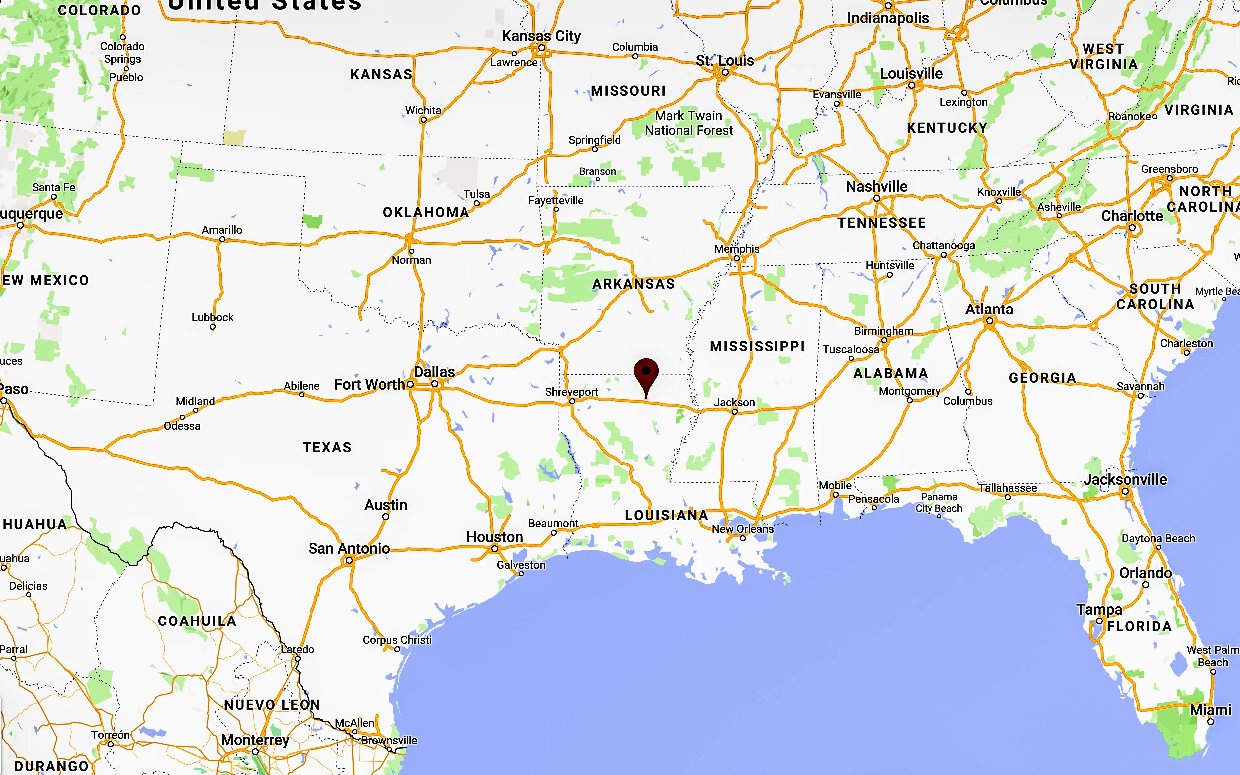 We’re that small dot in the northern part of Louisiana.