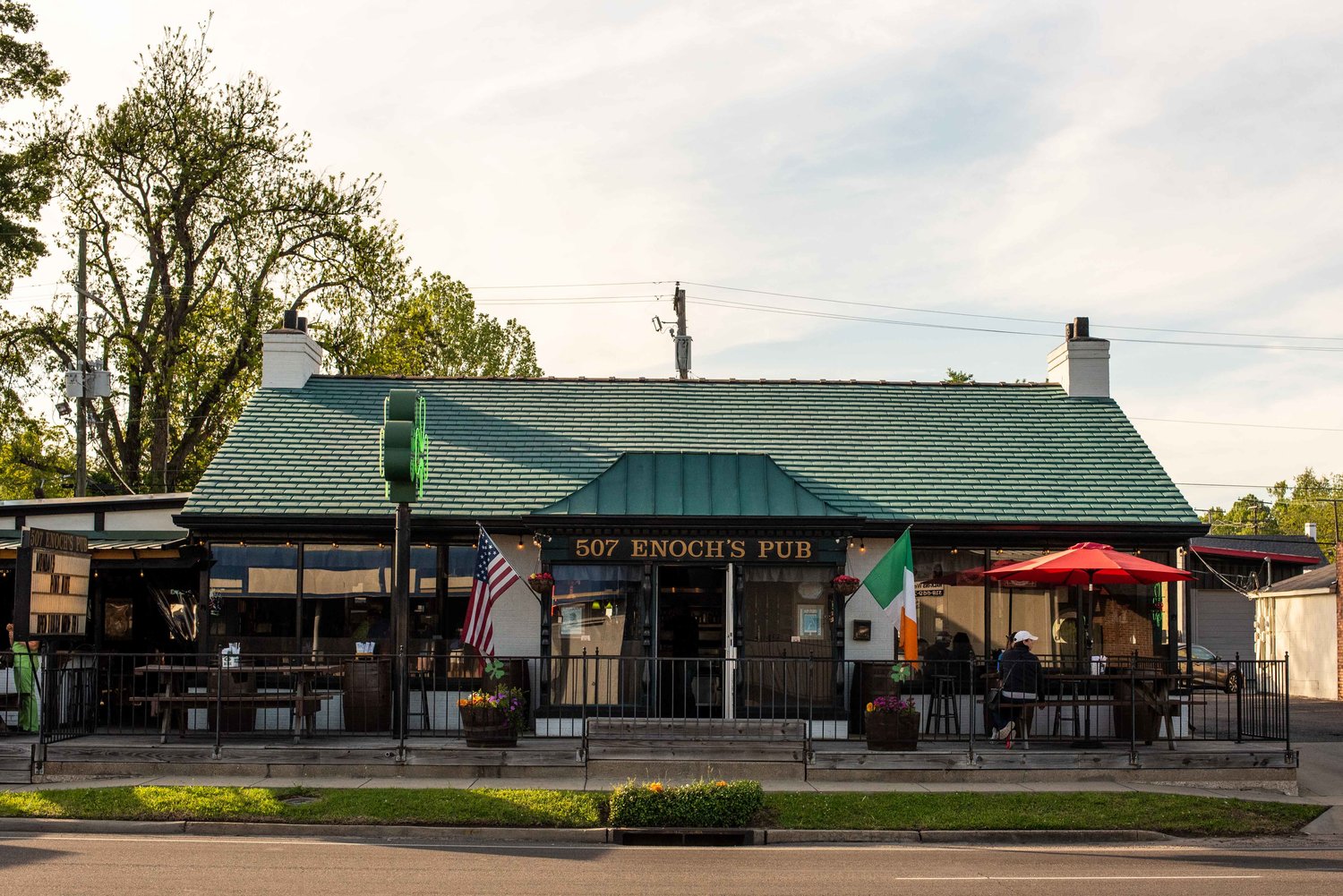 Enoch’s Pub…You probably figured that out by the huge sign that says “Enoch’s Pub”.