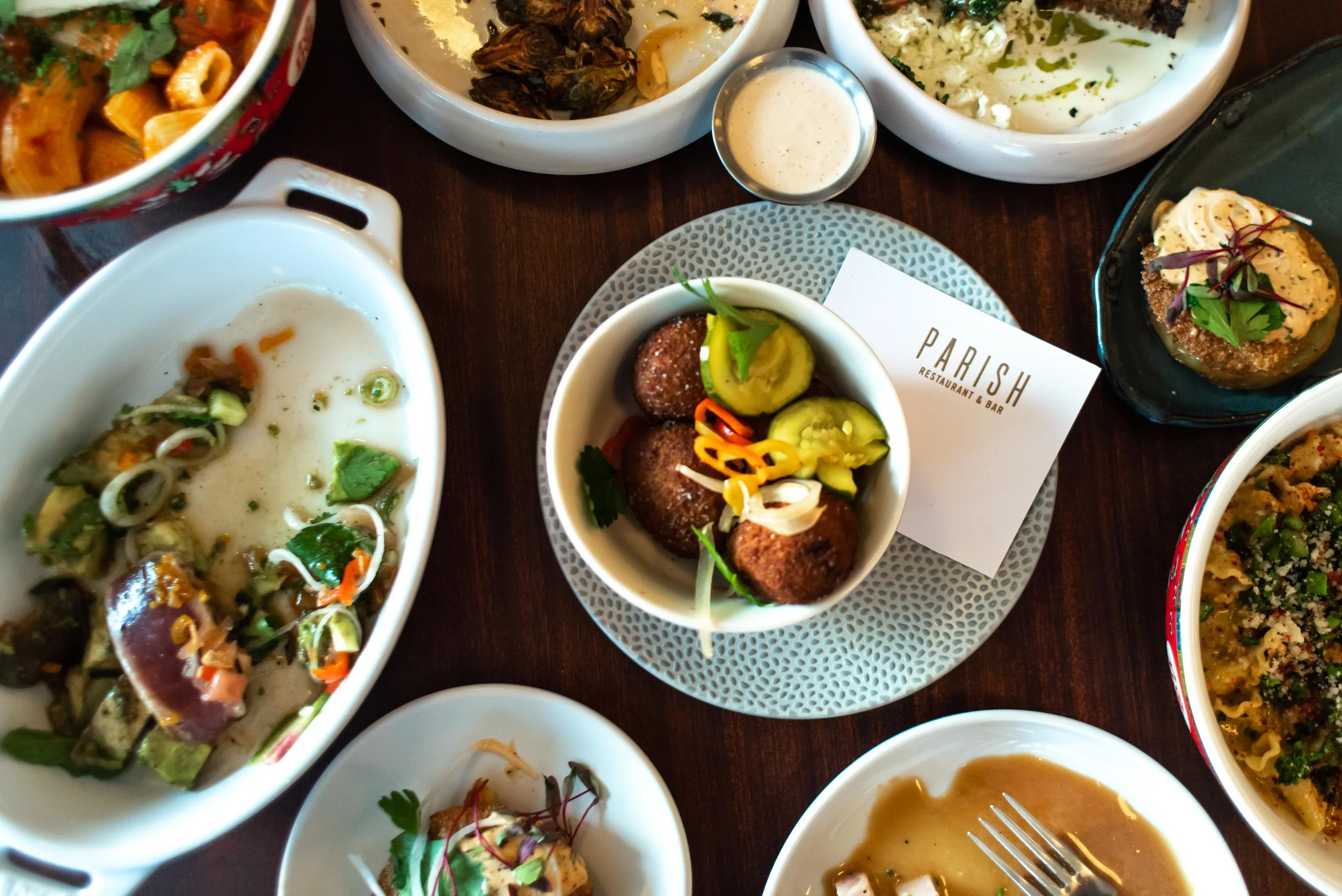It didn’t take long until the whole table was covered in plates.