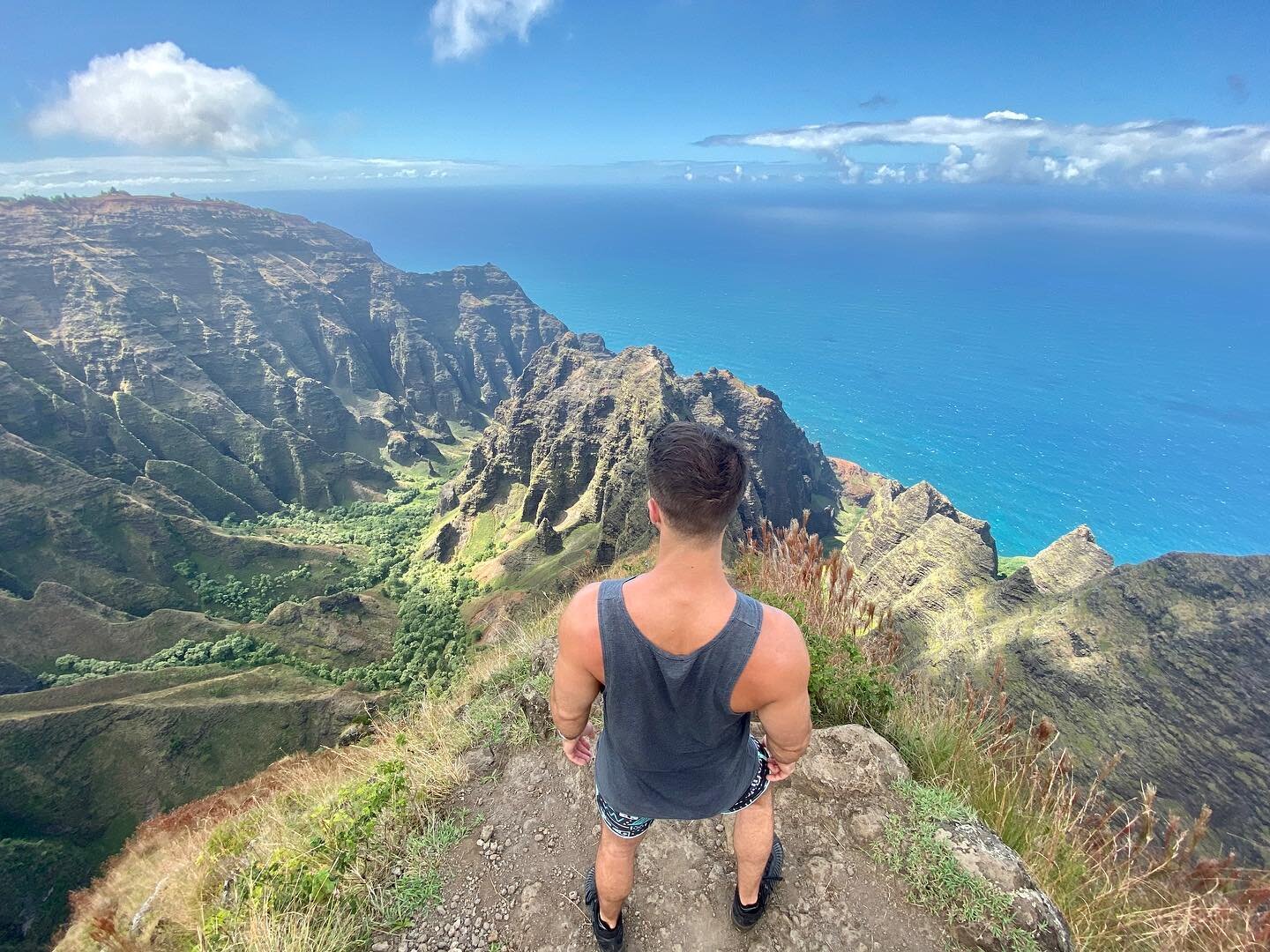 Awa&rsquo;awapuhi #kauai #hawaii #hike #hiking #adventure #shotoniphone #awaawapuhitrail #nature #outdoor #napalicoast #view #travel #vacation #earth #awesome #trail #cliff #ledge #adrenaline #summer #explore #brothers #hikingadventures