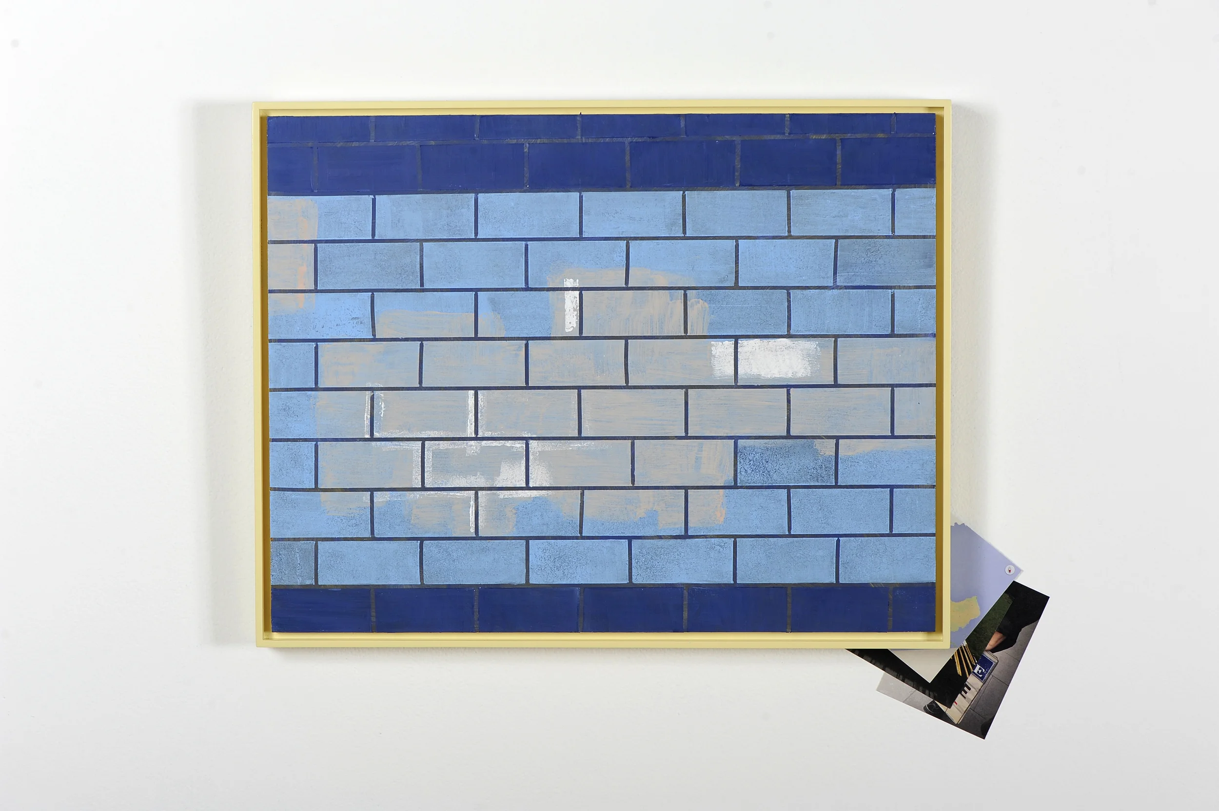   Furniture Painting (Blue Bricks)  2013  acrylic &amp; pencil on ply, frame, digital prints 