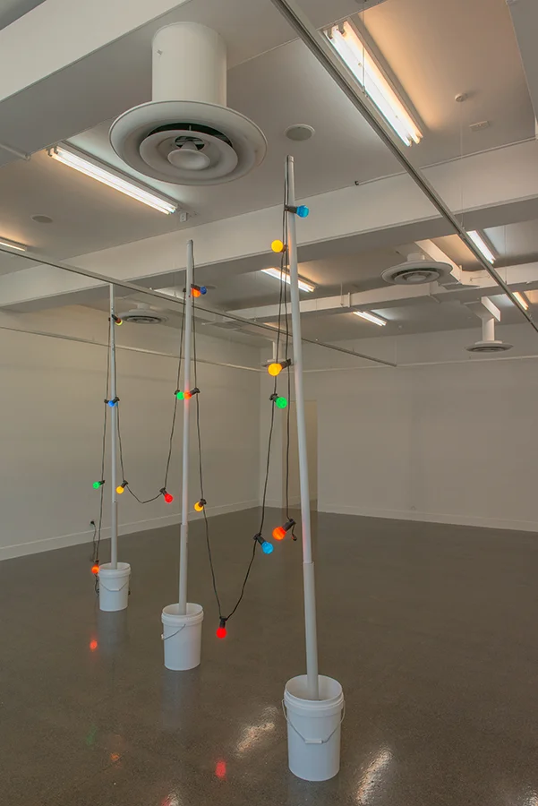 Tony Schwensen , Elegy to the Australian Republic ( Motherwell avoids relegation) , 2003, concrete, pvc, buckets, lights. Courtesy the artist and Sarah Cottier Gallery.
