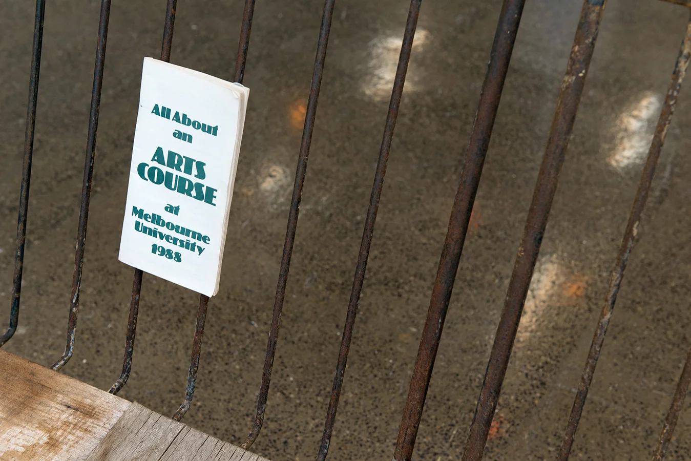 Angela Brennan, Melbourne University, 1988, iron, wood, paper. Courtesy the artist and Niagara Gallery. (detail)