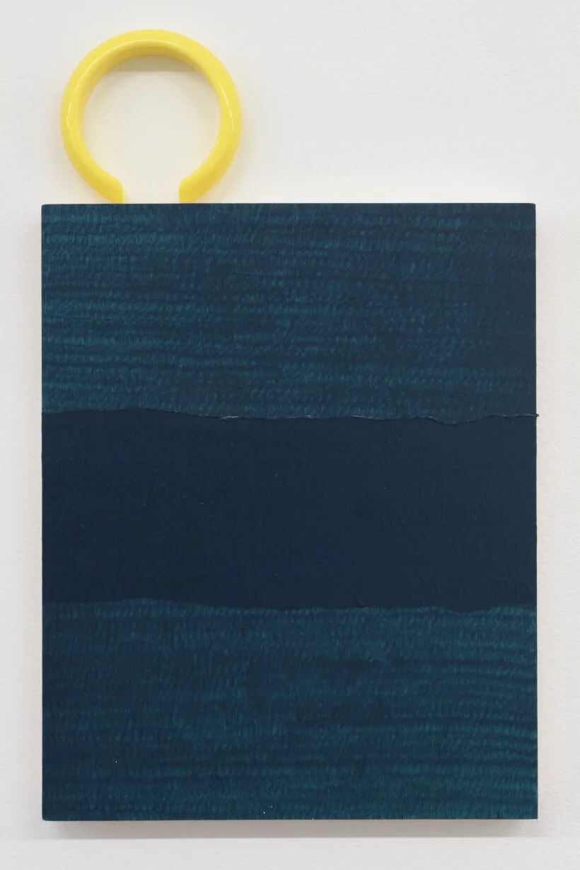  Untitled Furniture Painting (Southern Ocean Blue), 2013   acrylic on ply, plastic bangle     From the exhibition   Sculpture Party     including works by Laura Pedersen, Sherry Paddon, Narelle Desmond, Madeline Kidd and Nöel Skrzypczak     