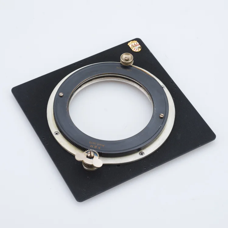 Linhof Kardan 4x5 Lens Board with Brevette Italy Universal Iris