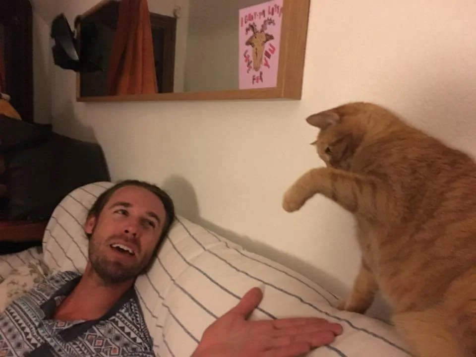 Kevin Kennedy iii and the cool cat.