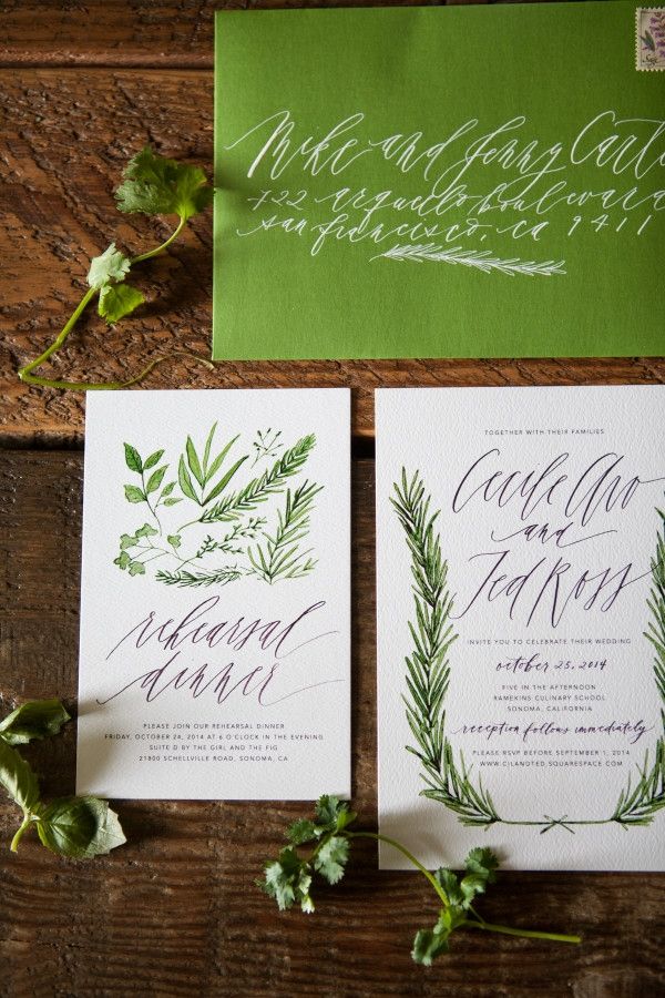 Herb-Inspired Wedding Invitation Suite by Written Word Calligraphy & Design