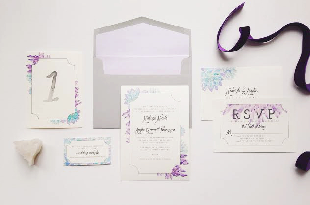 Wedding Invitation Suite With Lavenders Accessories , Custom