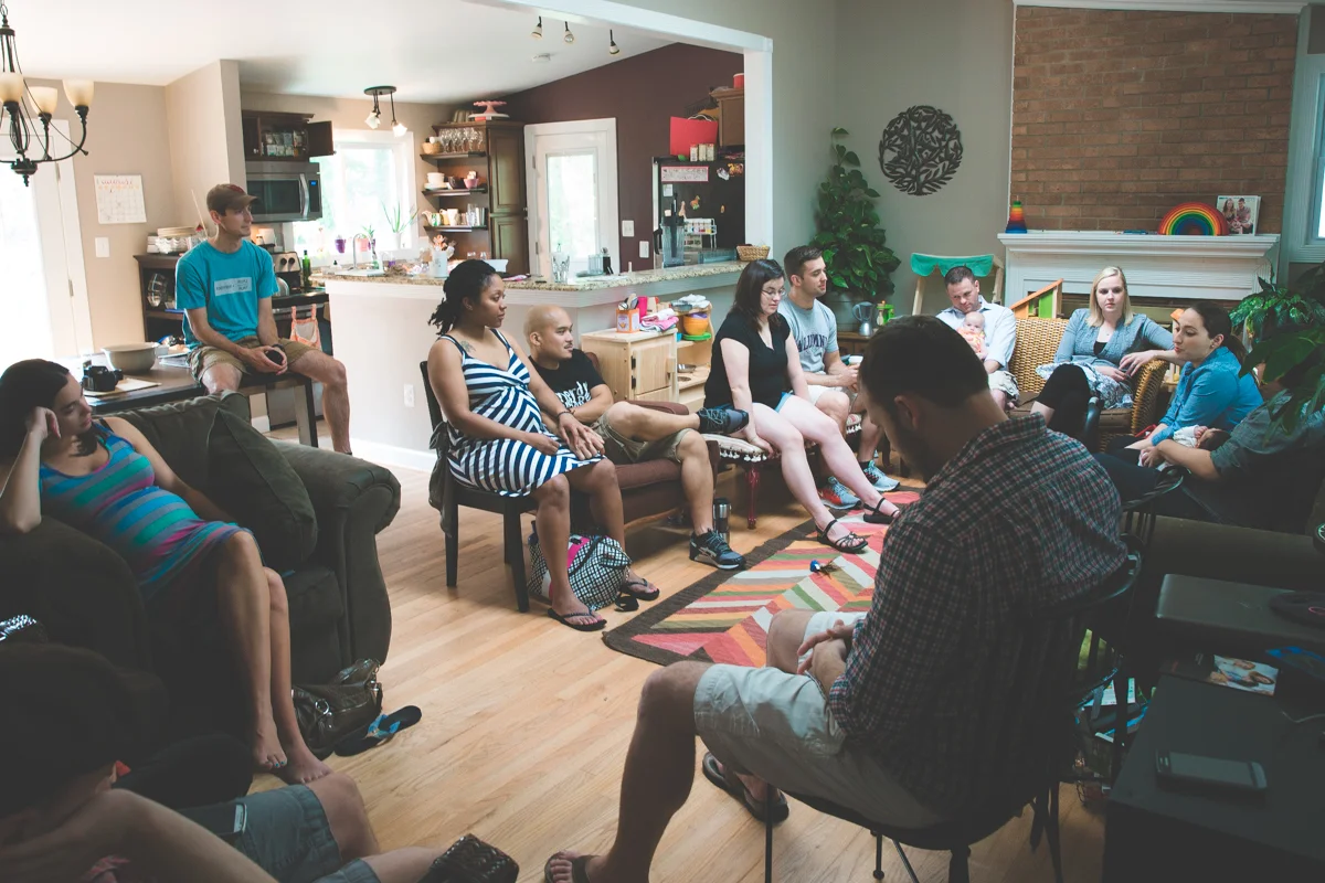 Past couples sharing birth stories.