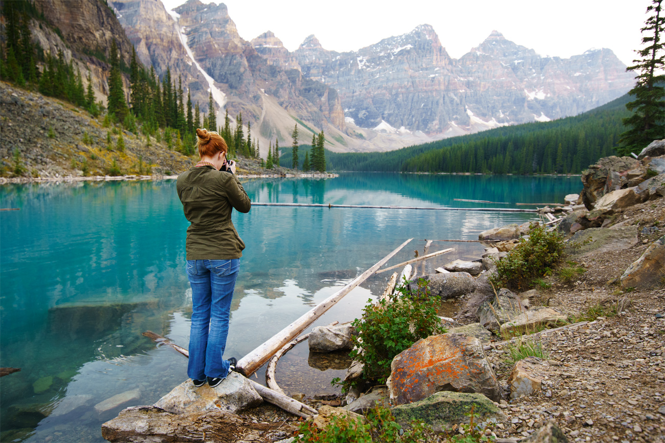 Moraine Lake by Day + Photographer at work