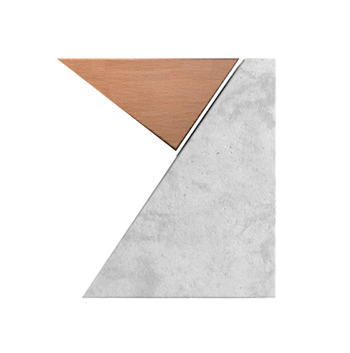 tangram em madeira e concreto