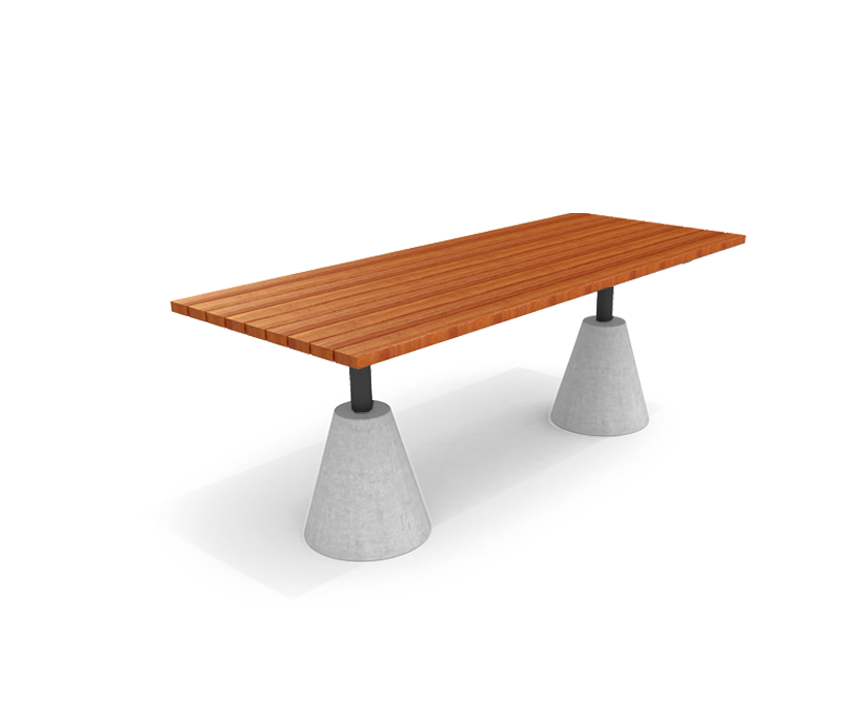 Mesa Mafalda em concreto, madeira e aço