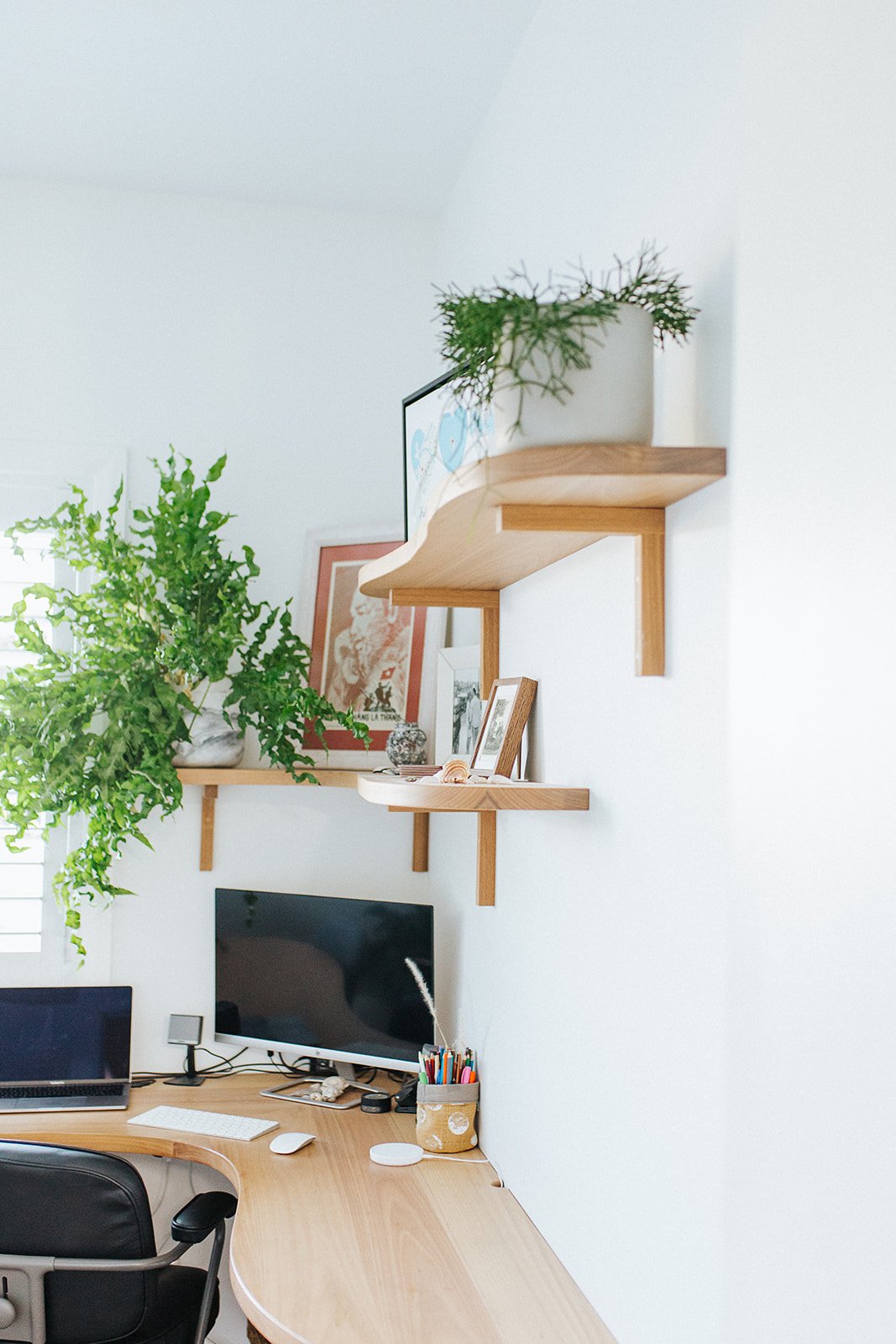 Custom home office desk and shelving.