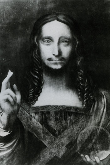  Salvator Mundi  A black and white photo of the Painting (or a copy of it) &nbsp;before restoration.&nbsp; 