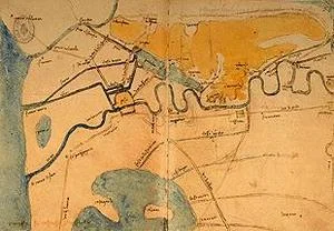 Map of the plain of Pisa and the mouth of the Arno.