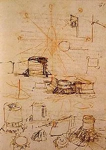Fortification studies for the rock of Piombino. Madrid Ms. II (BNM), c. 37r