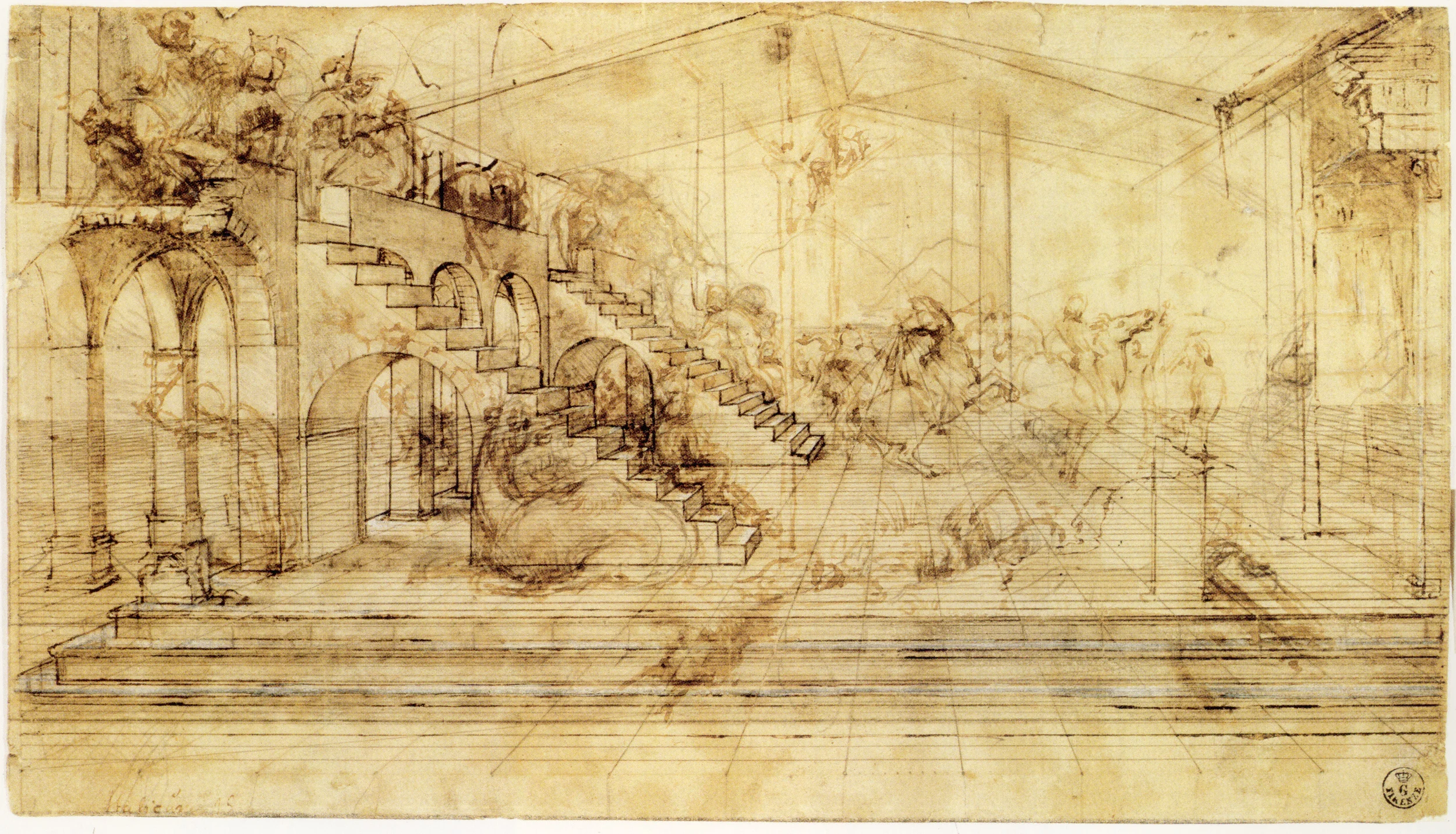 Leonardo-da-Vinci---Drawings---Symbolic--Perspective Study for the Background of the Adoration of the Magi 1481.jpg