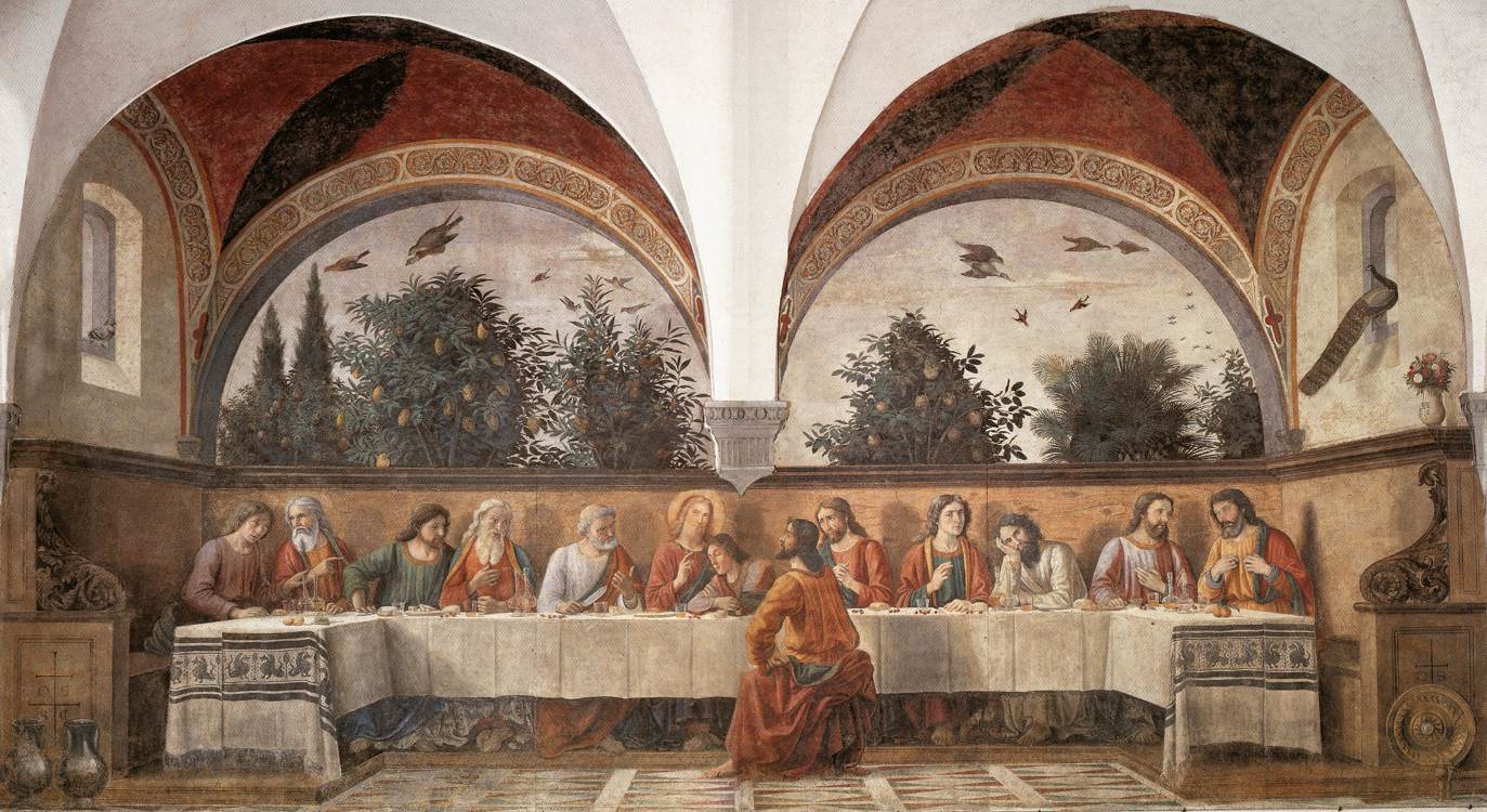  Domenico Ghirlandaio  1480  Fresco  &nbsp;160&nbsp;in ×&nbsp;320&nbsp;in  Cenacolo di Ognissanti,&nbsp;Florence 