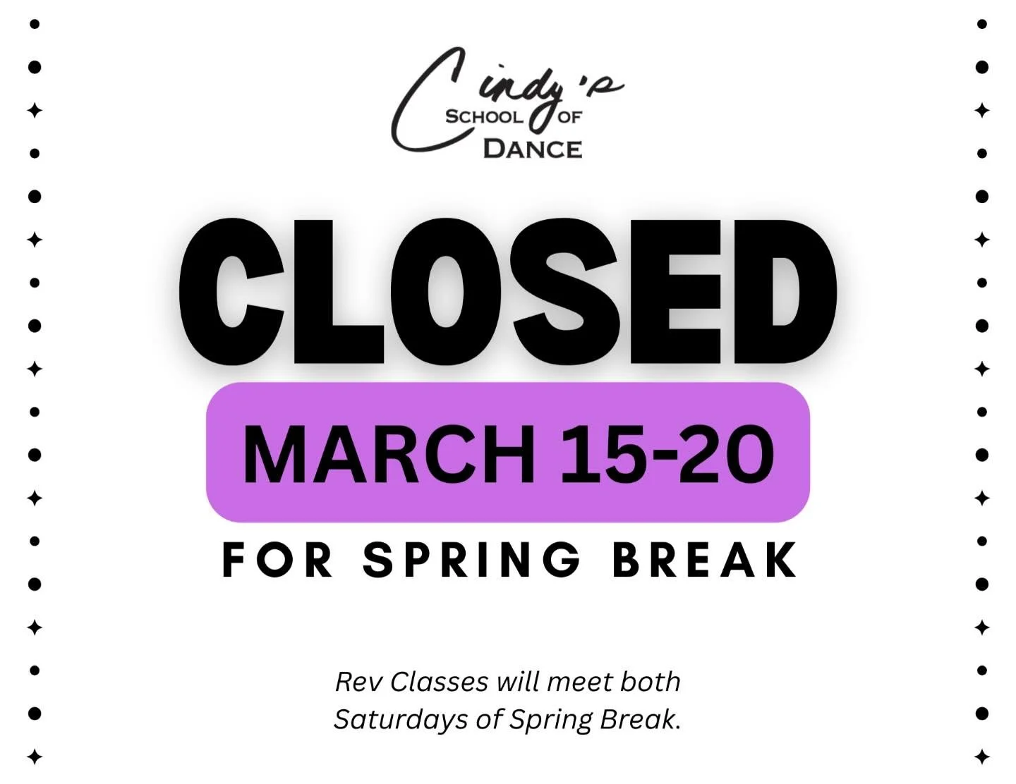 No classes this week! Enjoy the break 🩷