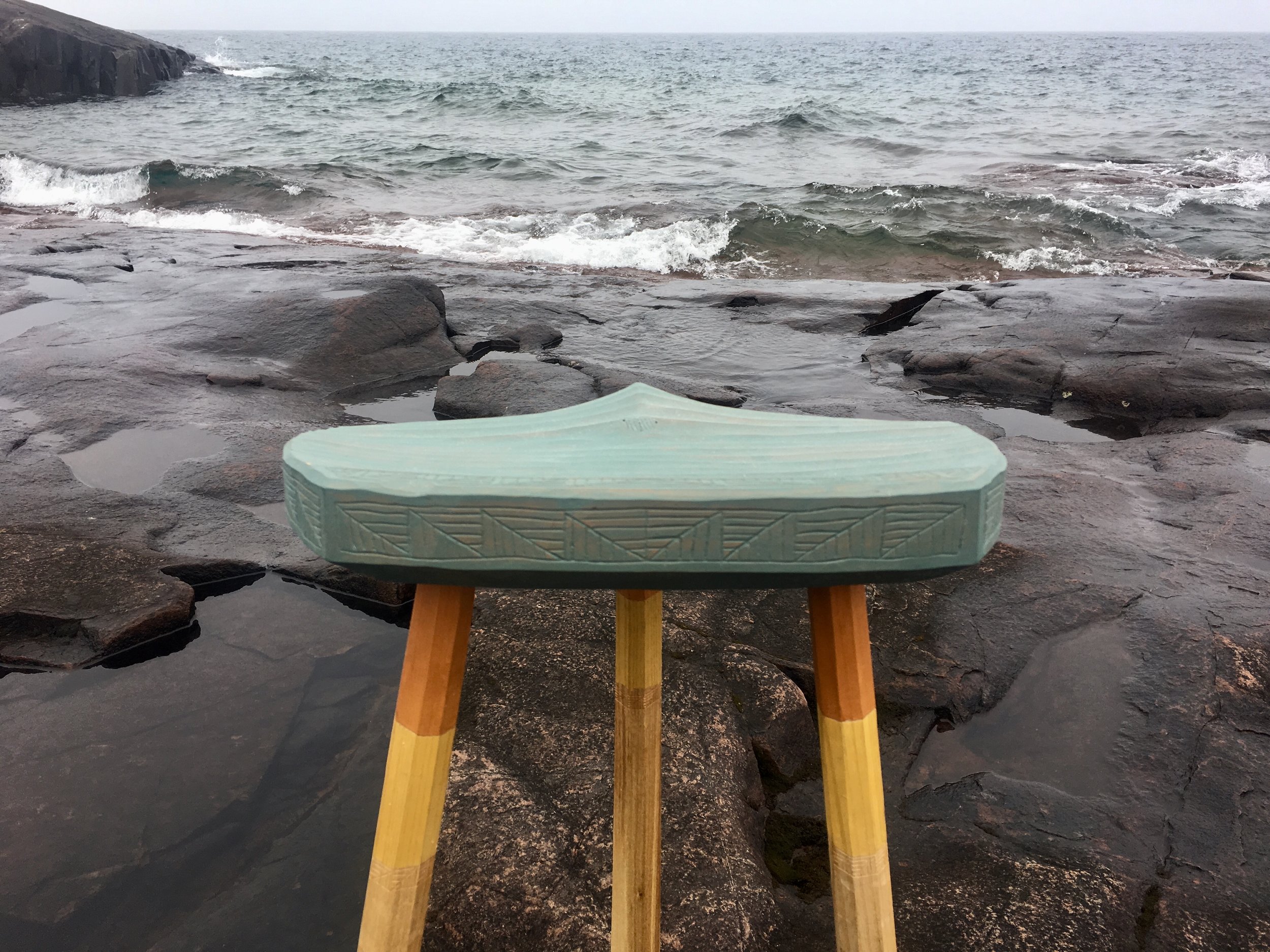 Perching stool made in a class taught by Mike Loeffler, 2019.