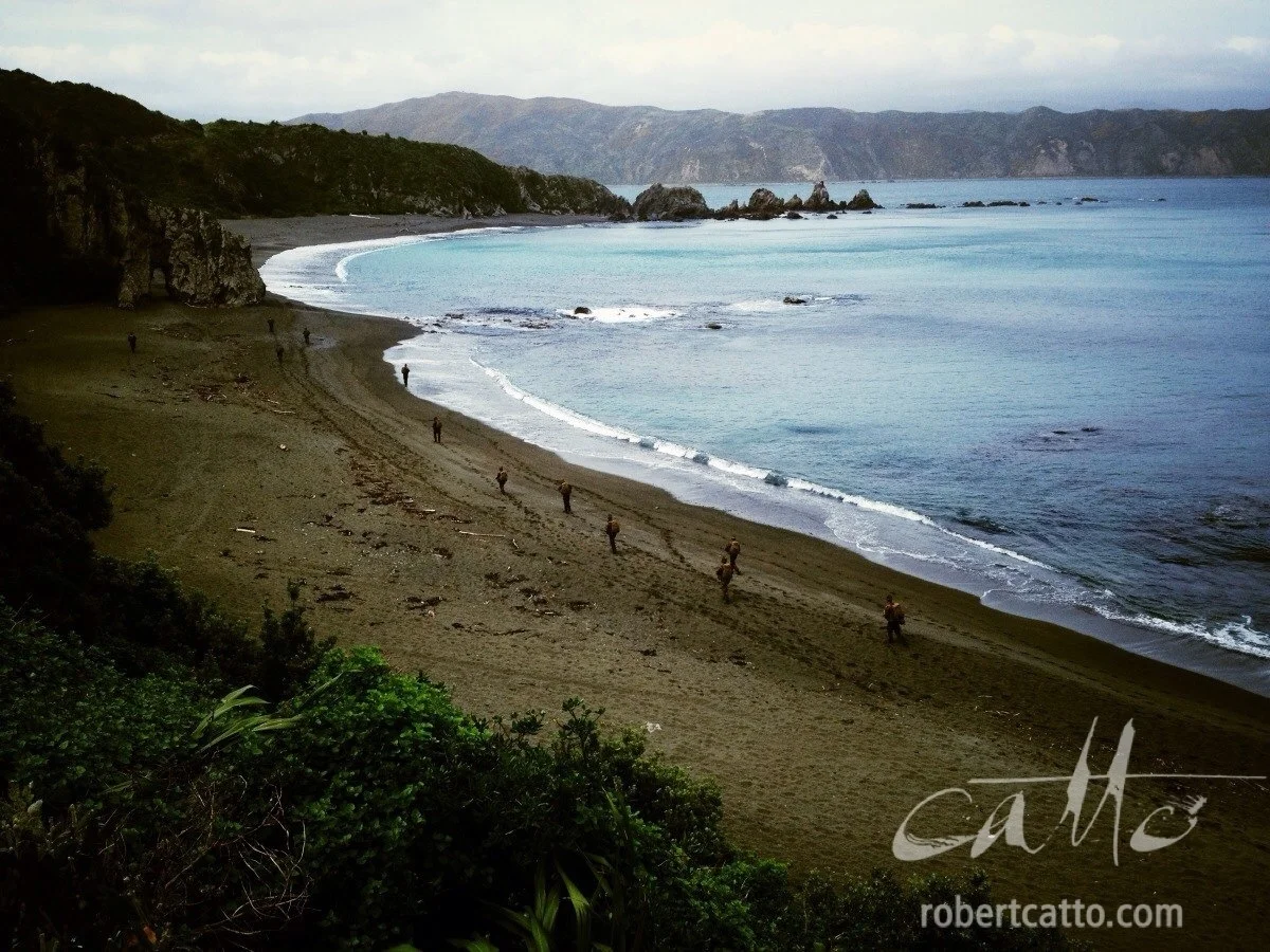 Army exercises on Breaker Bay beach (with 645 Pro & Snapseed for iPhone 4S)