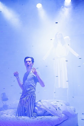 Luke Mullins as Prior Walter and Paula Arundell as the Angel