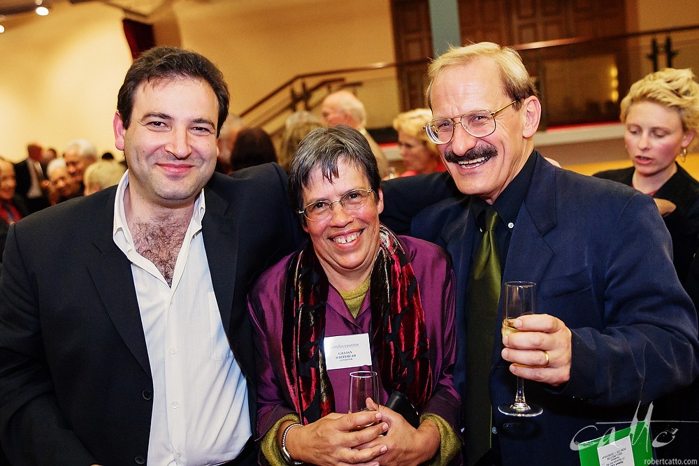  Composers John Psathas, Gillian Whitehead and Jack Body celebrate at the Arts Foundation Laureate Awards in Wellington, 2004. 