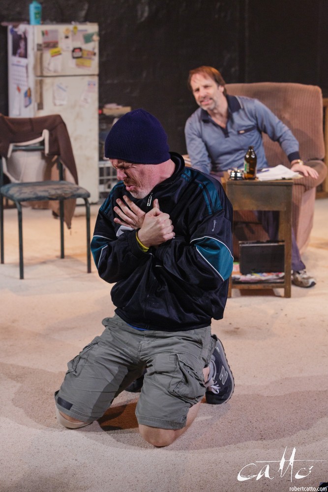  Danny Adcock, Noel Hodda, Jamie Oxenbould & Richard Sydenham rehearse with director Glynn Nicholas for Apocalypse Theatre's production of The Dapto Chaser, by Mary Rachel Brown, on Wednesday, 1 July, 2015.  The show takes place at Griffin Theatre fr