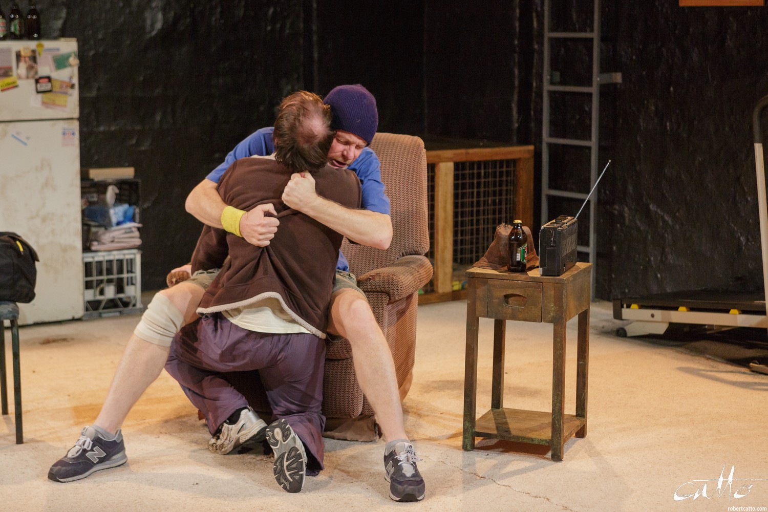  Danny Adcock, Noel Hodda, Jamie Oxenbould & Richard Sydenham rehearse with director Glynn Nicholas for Apocalypse Theatre's production of The Dapto Chaser, by Mary Rachel Brown, on Wednesday, 1 July, 2015.  The show takes place at Griffin Theatre fr