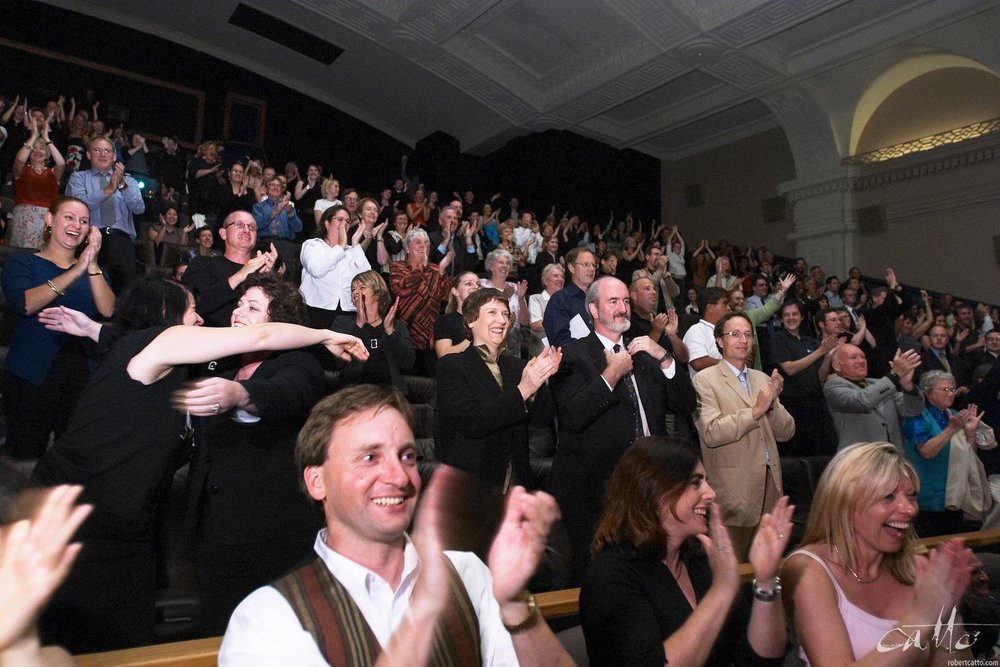  Crowds at the Embassy Theatre give a standing ovation as The Lord Of The Rings: The Return Of The King sweeps the Oscars, broadcast live from Los Angeles. 