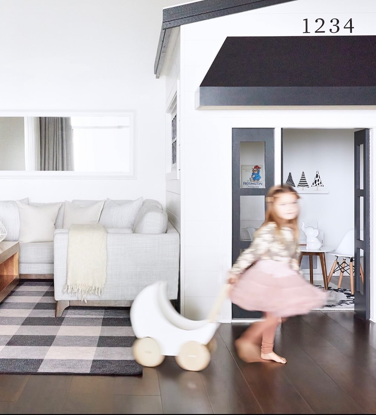 When @leslie.m.harris and @tonyjharris requested a playhouse be incorporated into their family room renovation I was game. I love a challenge and adore providing unique detail within a home, especially cute happy spaces that could influence creativit