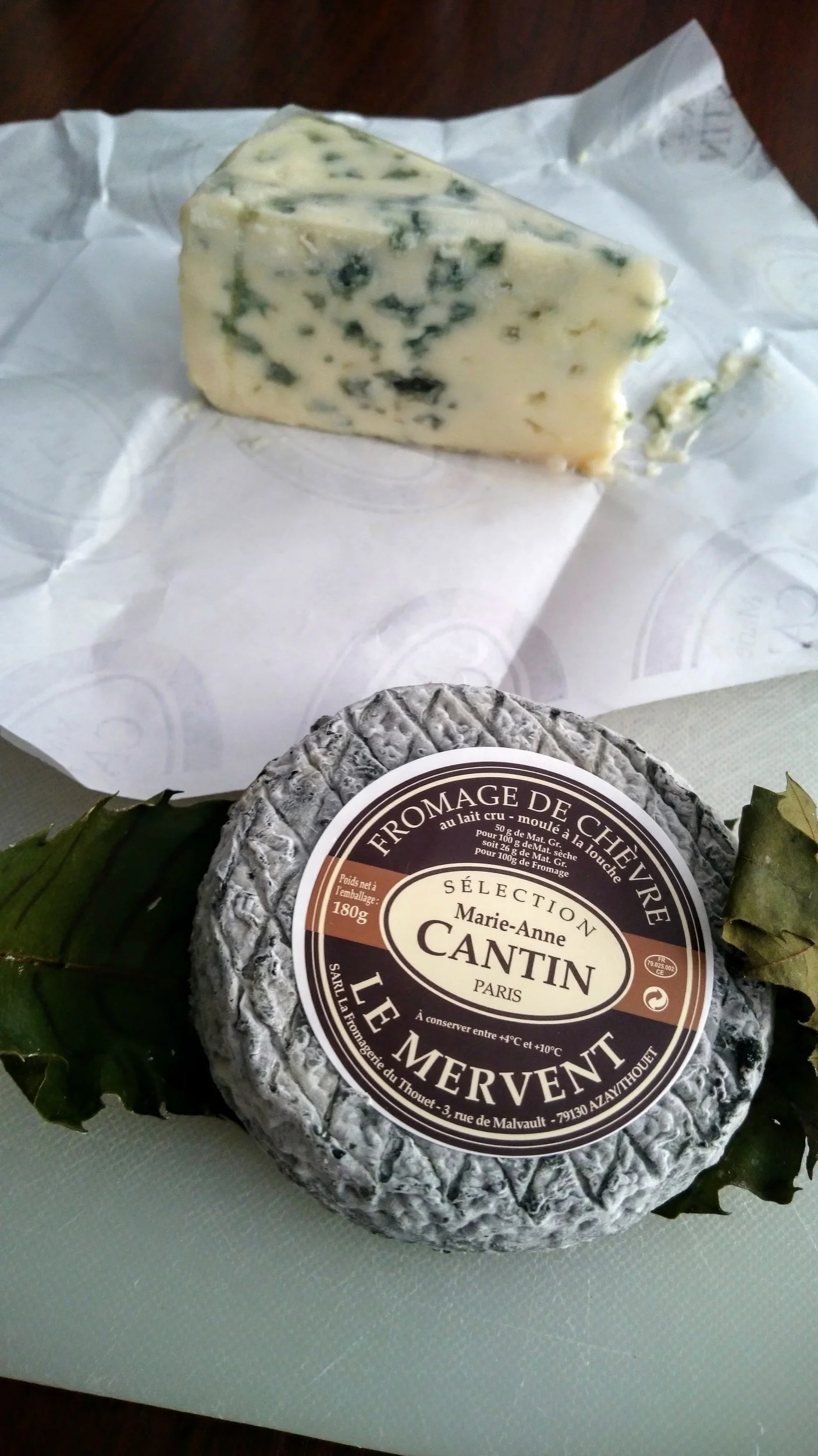 The blue cheese wasn't aggressive at all. The Mervent, a goat's cheese, was just as I like it.