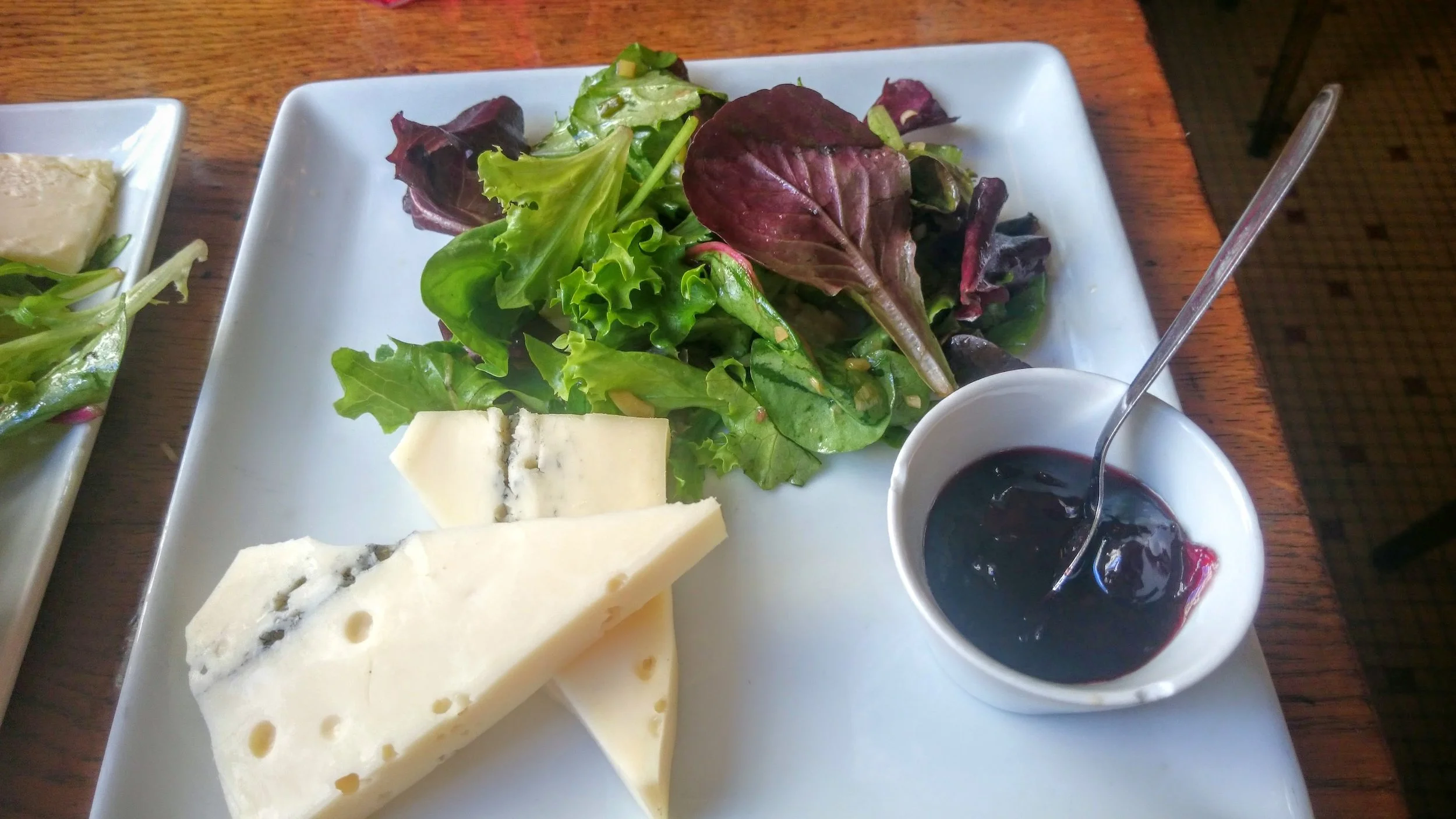 A very good morbier, though I have no idea why they paired it with black cherry preserves.