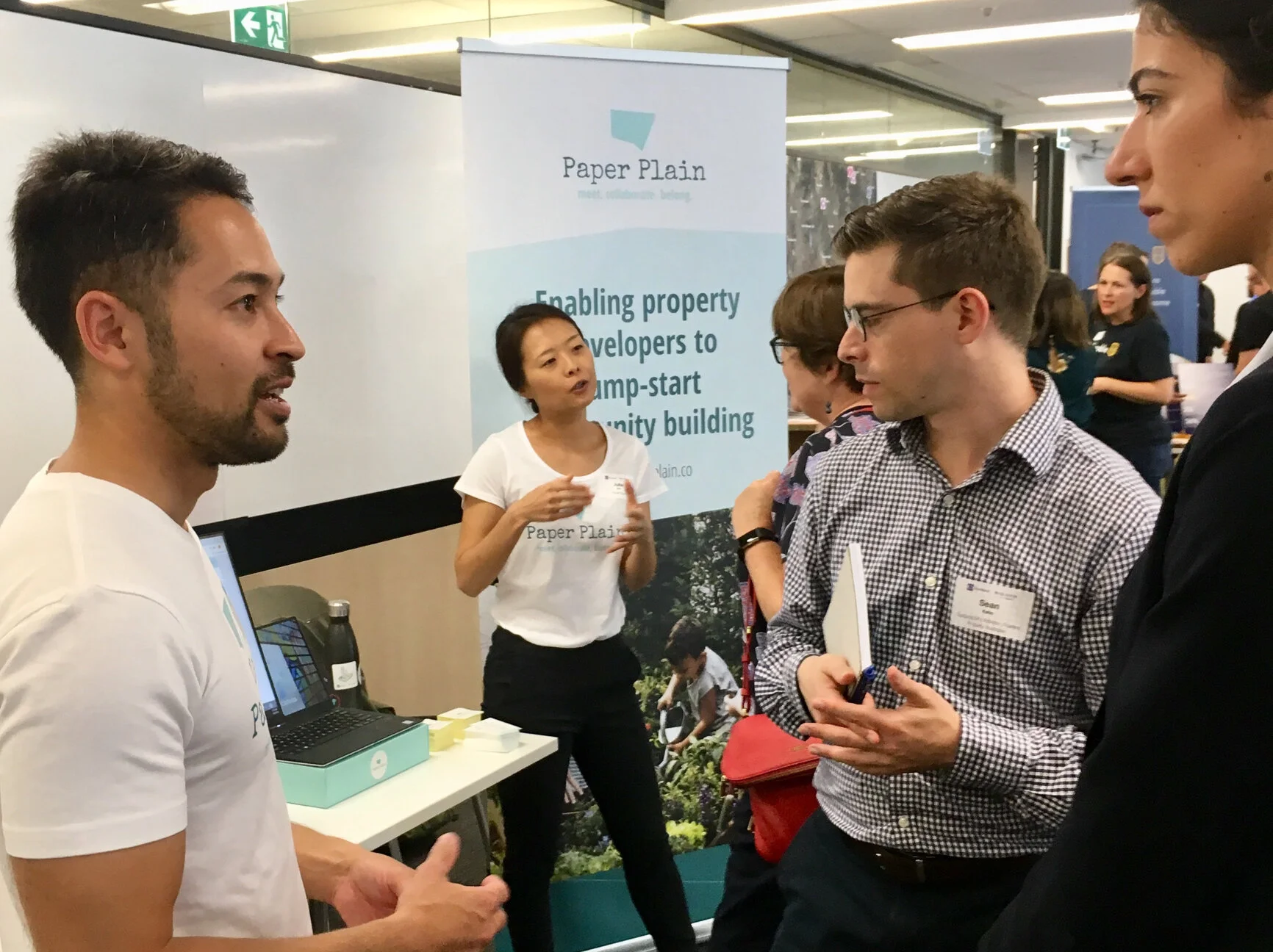 Stockland Accelerator showcase talking to potential customers and investors.