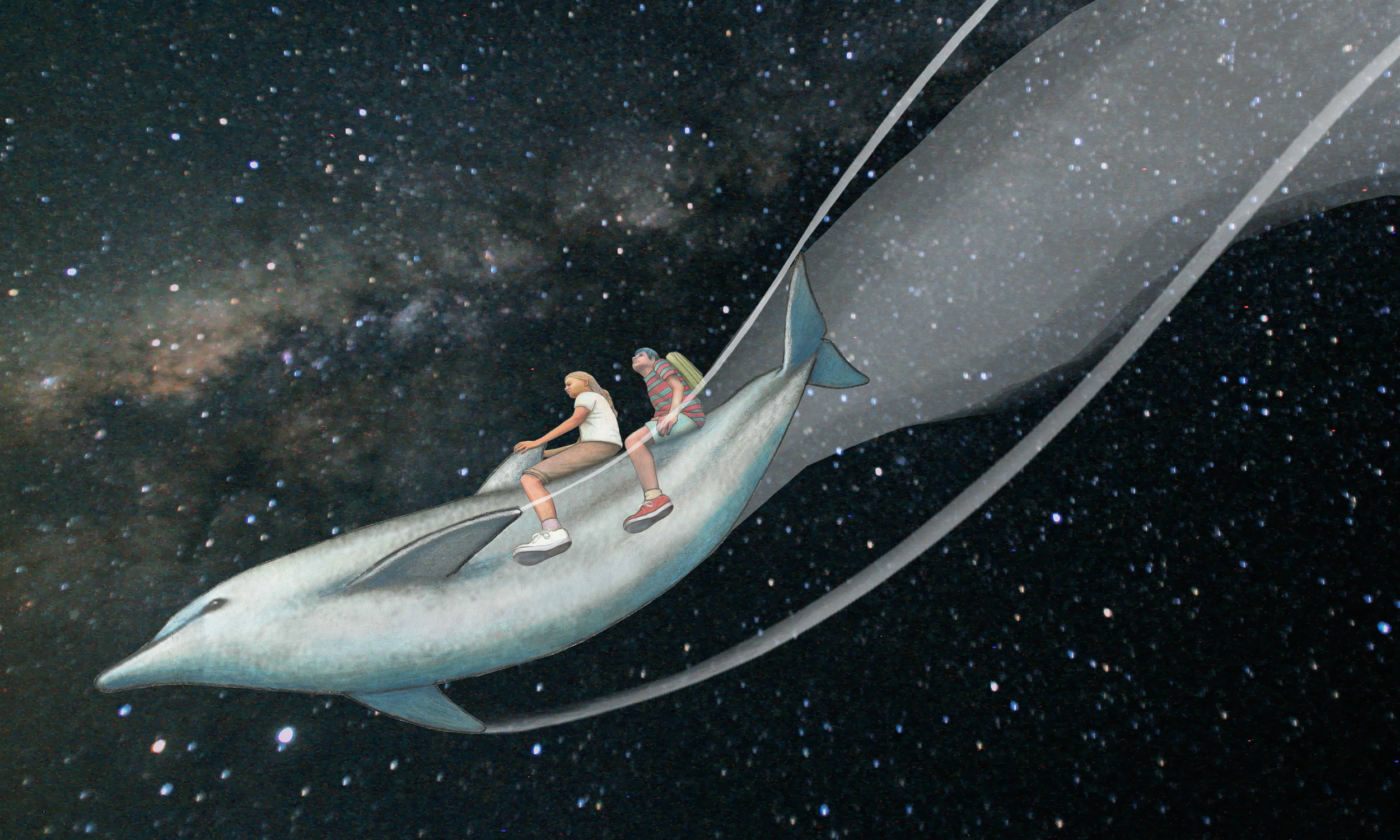 The Magic Dolphin We slipped across a dark sea as smooth as polished slate, leaving a wake that bubbled and glowed in the light of a full moon. Stars were everywhere, sparkling like 4th of July fireworks in the sky above and reflecting in the se