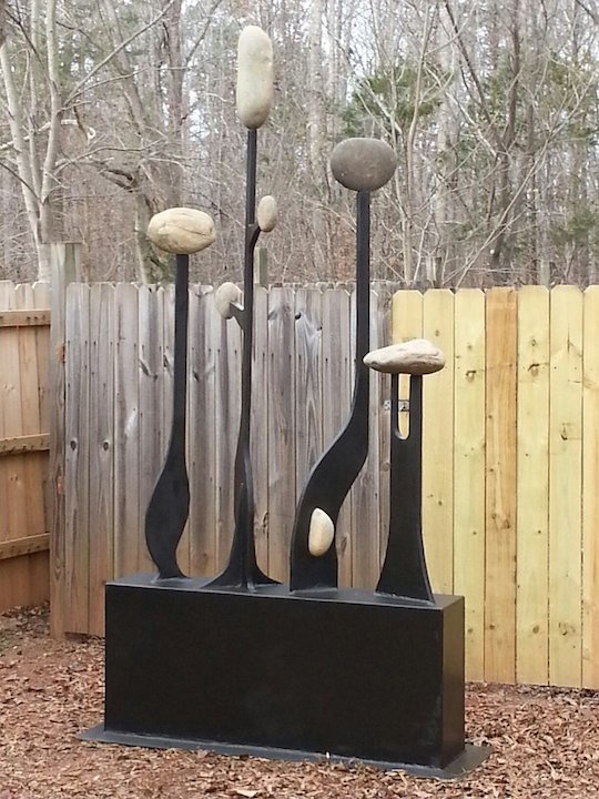 Jurassic Forest Steel and river pebbles, 9’ high