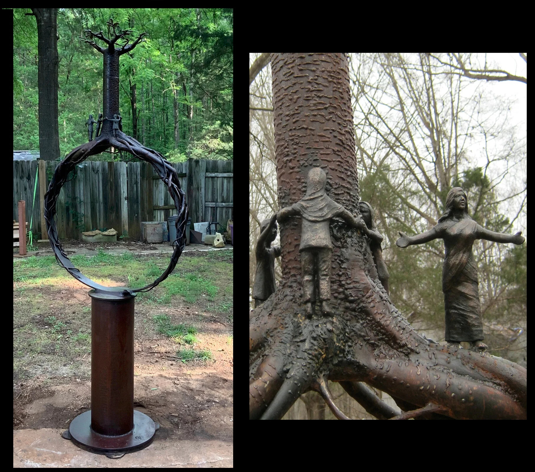   Amrita Devi  steel and bronze, 10’ high. In 18th century Rajasthan Amrita Devi and her daughters sacrificed themselves to save a sacred forest from the king’s wood cutters. Their sacrifice inspired India’s 20th century Chipko Movement which in turn