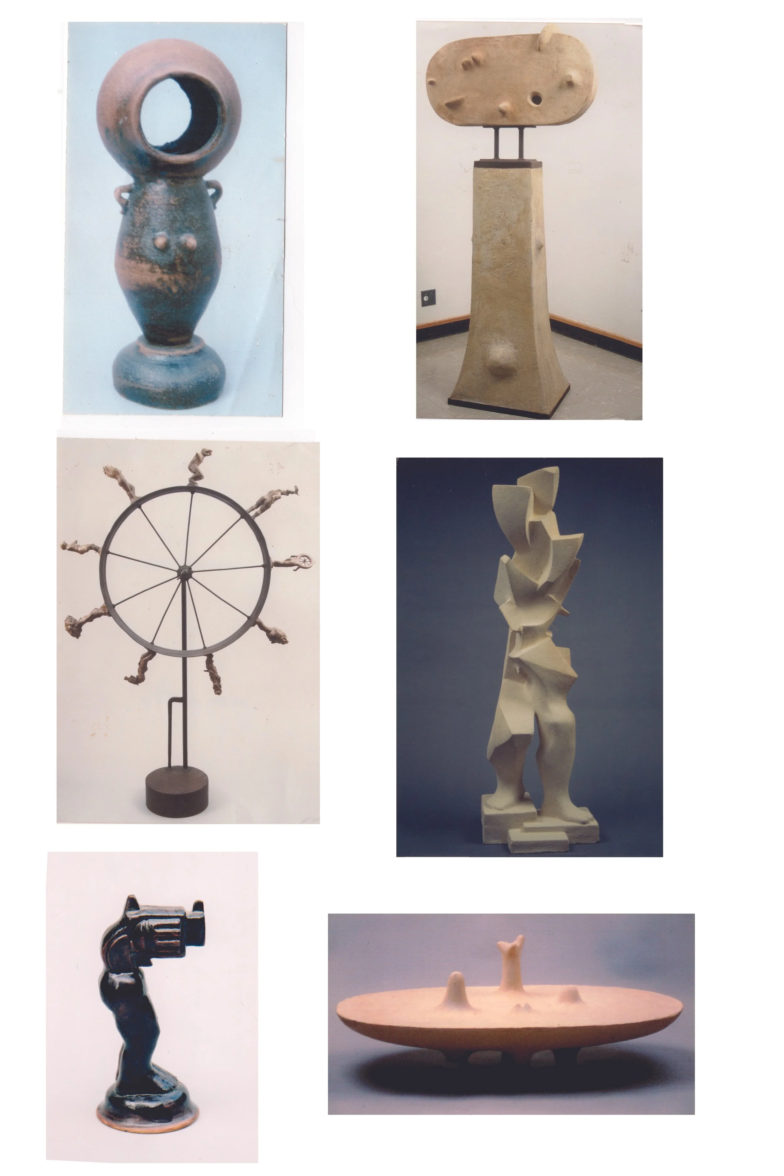   Pot Man, Star Chart, Wheel of Life 1, Figure, Gun Man, Landscape in Clay  (from top left) 