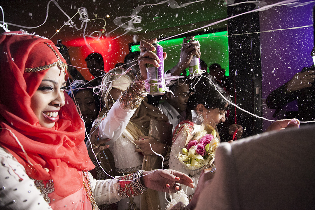 The Silly String Much to my surprise, and with no warning, the brides family broke out the silly string and the doorway erupted in screaming and laughter, and well, string all over the place!