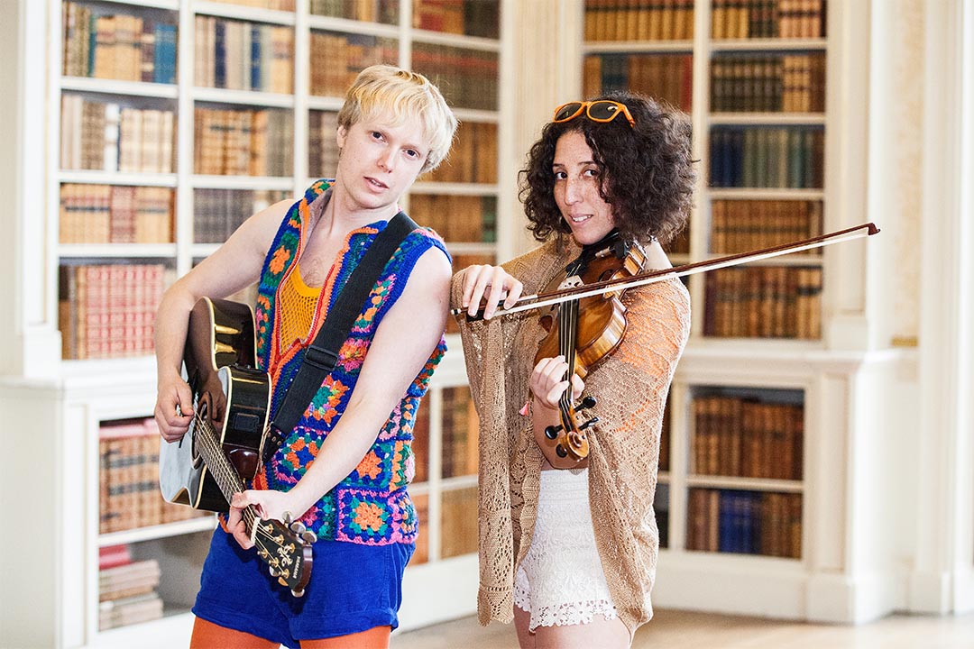 Billy Bottle and Martine pose for press shots