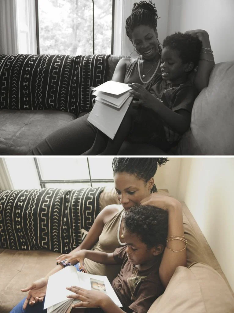 Rafayonda sits with his mother on their sofa, taking a break from yoga posin’ and organic lollipop lickin’ to flip through a photo album his grandmother made for him. Each plastic sheet contains a photo of Rafa, as he’s known, with a family member in a moment he recalls vividly. He presses the photo album close to him for a hug when he sees a photo of him and one of his cousins sitting in the tub for bath time. “That’s my grandma,” he says moments later, pointing to a smiling figure off to the side at a birthday party.