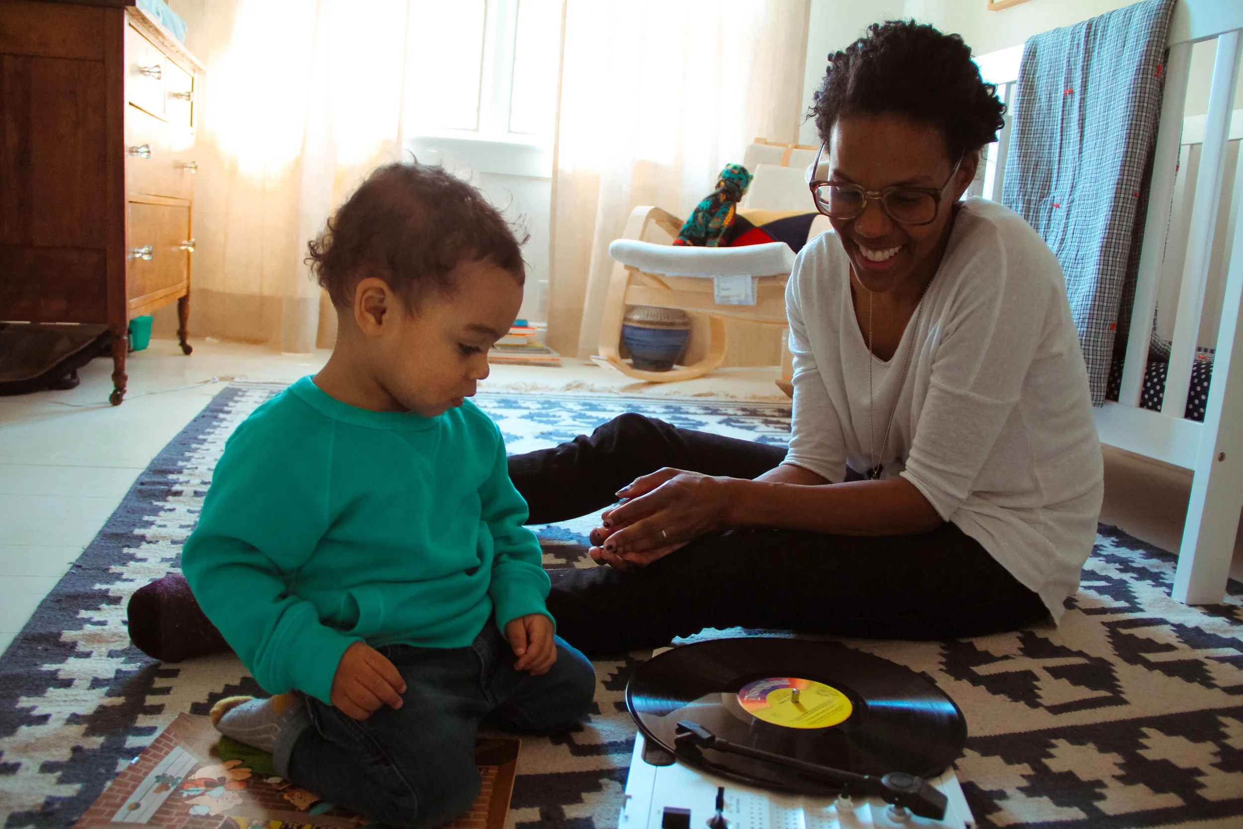 “You scratching?” Caldwell asks her expressive son, with a laugh. He nods in three quick successions. It must run in the family — Caldwell is a professional DJ herself. Music is never far from her Town & Country -perfect home tucked away in woodsy Shoreham, Long Island, whether it’s classic Hip-Hop playing from her laptop or on the TV from the popular children’s show “Yo Gabba Gabba” (Henry’s favorite).