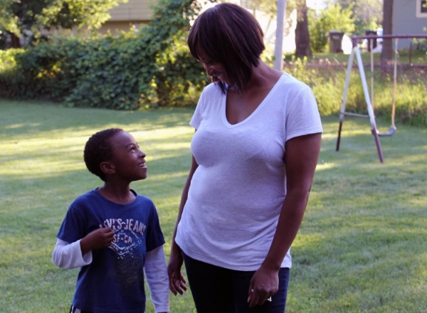 Michele Green with her son.