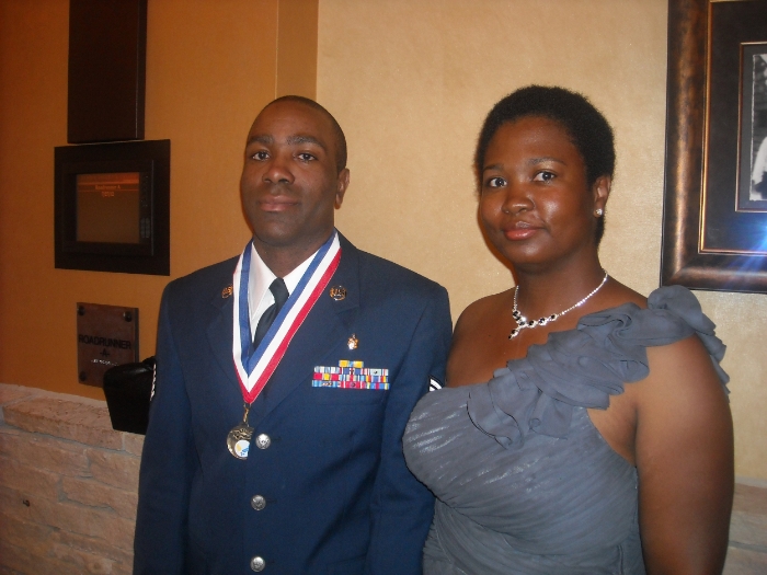 Queneesha Meyers with her husband.