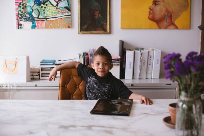 Penel in his mom's office.