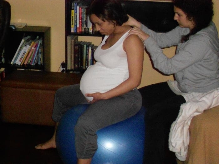 Angela Johnson with her doula on the big day.