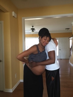 Mae and her husband during labor.